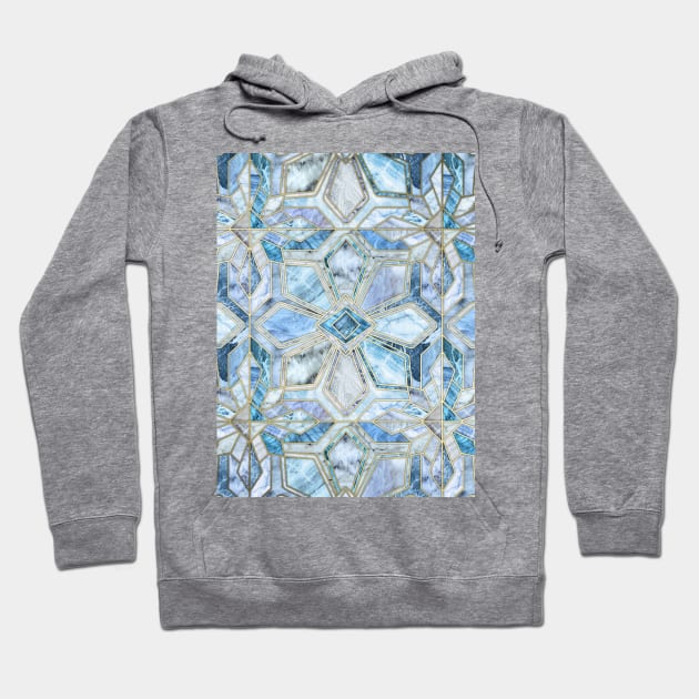 Geometric Gilded Stone Tiles in Soft Blues Hoodie by micklyn